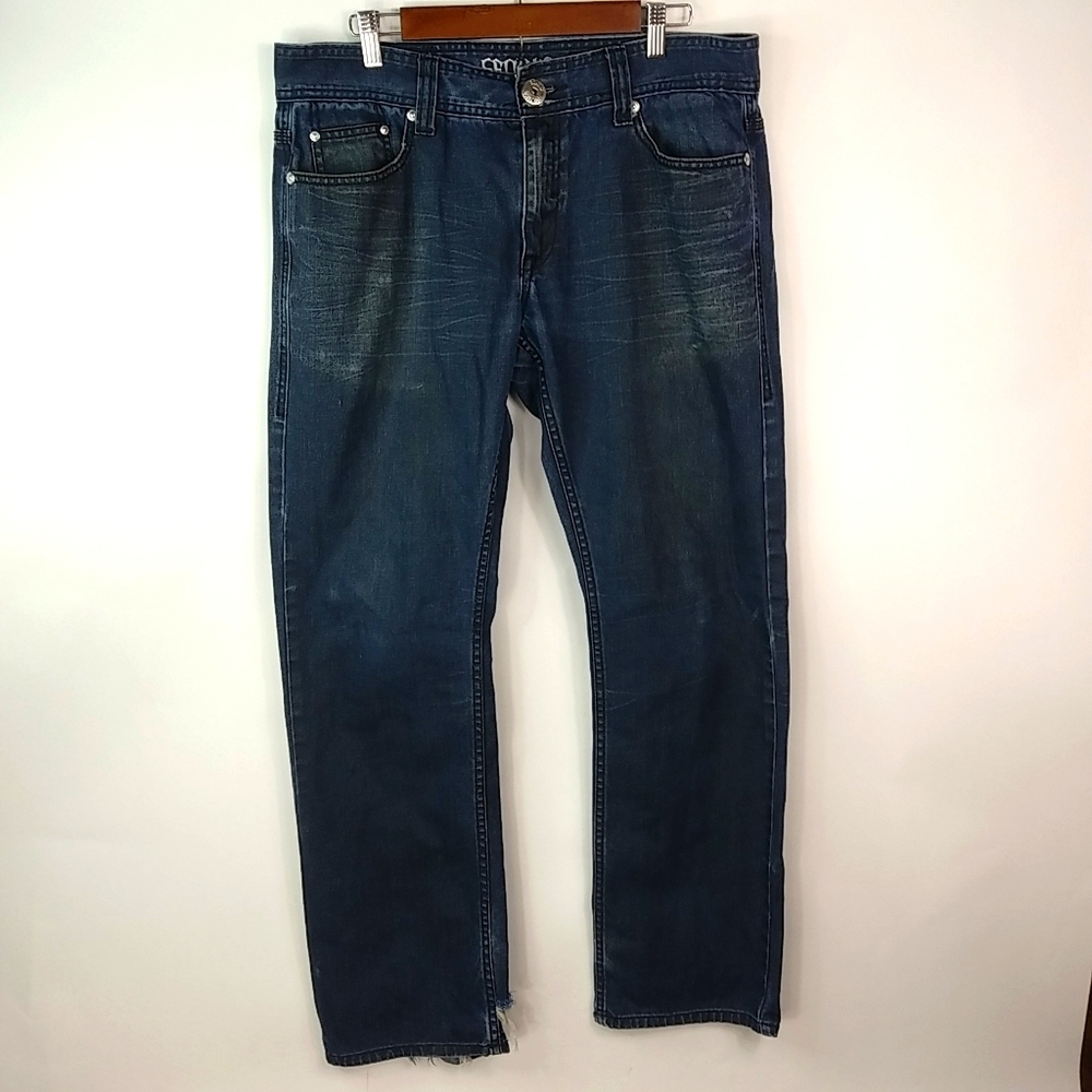 Seduka 36x32 Straight Black Mens Destroyed Jeans